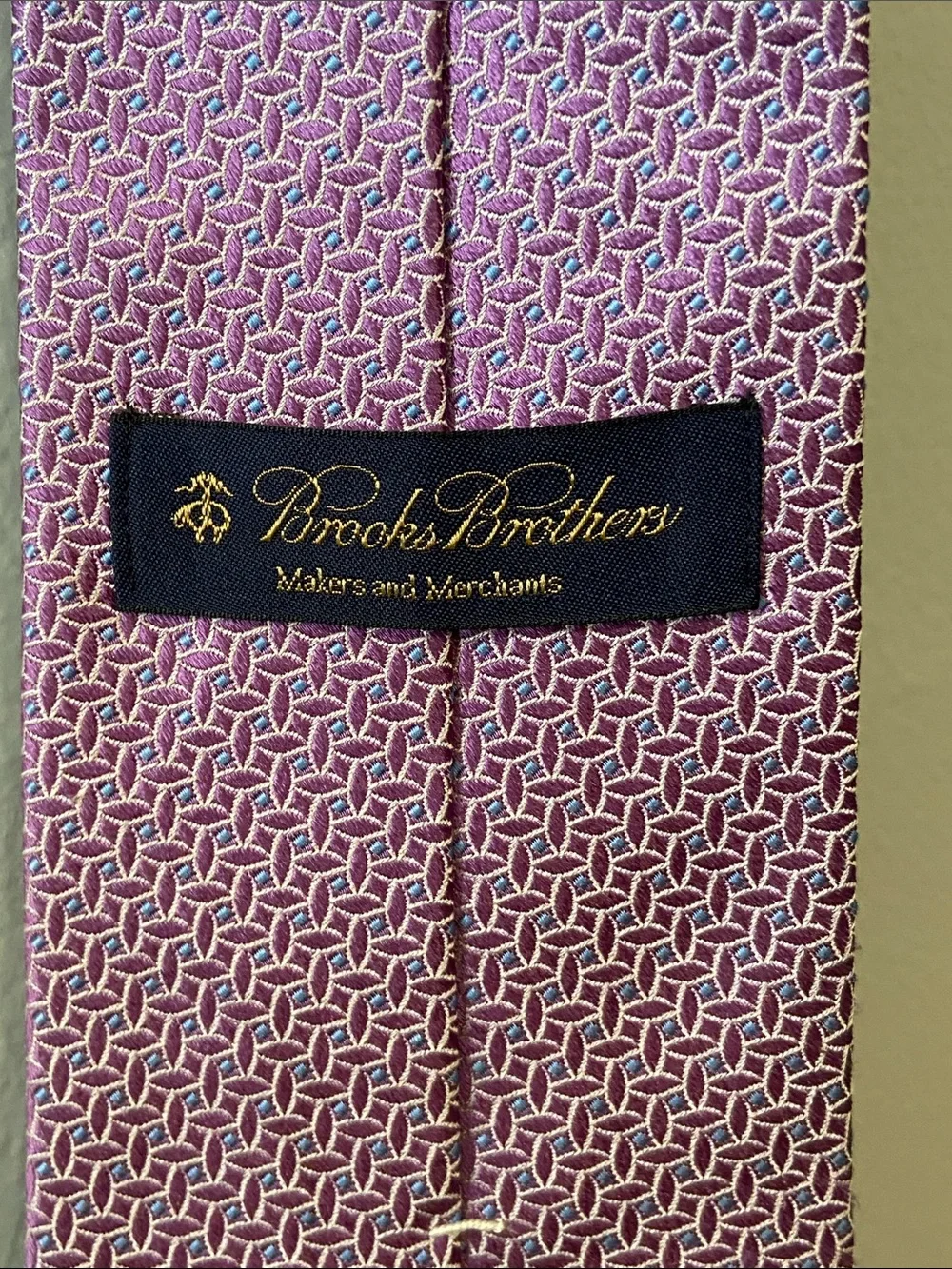 Brooks Brothers Purple Geometric Silk Tie with Blue Accents EUC